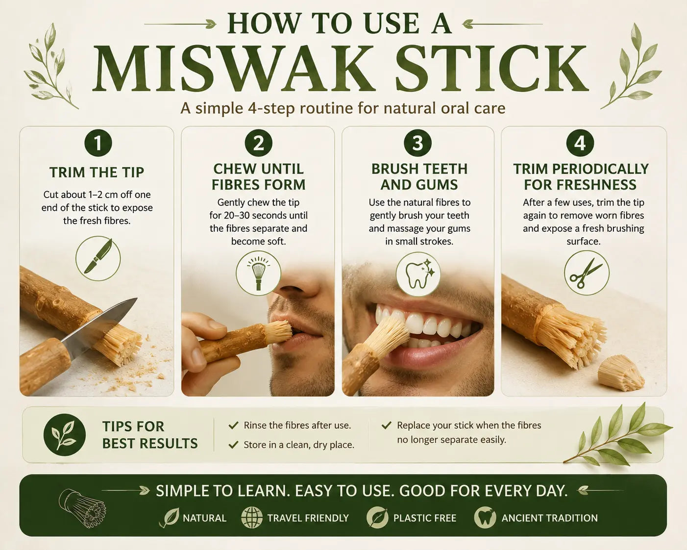 How to use Miswak properly info graphic