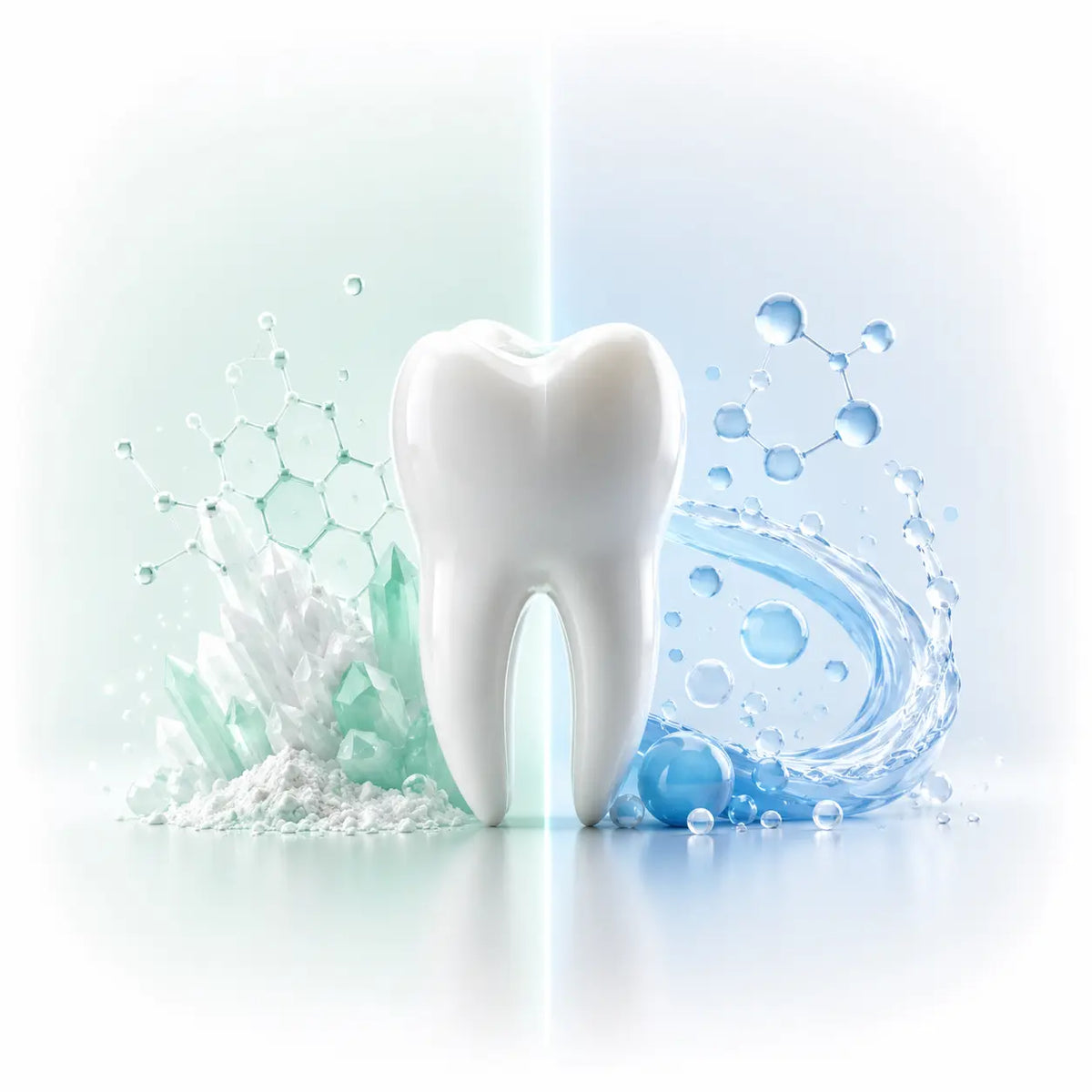 Pristine shot of a tooth washed around by water