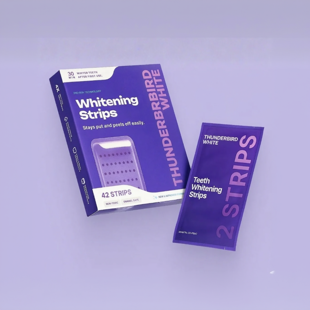 Thunderbird White professional teeth whitening strips — 42 strips, 21 treatments