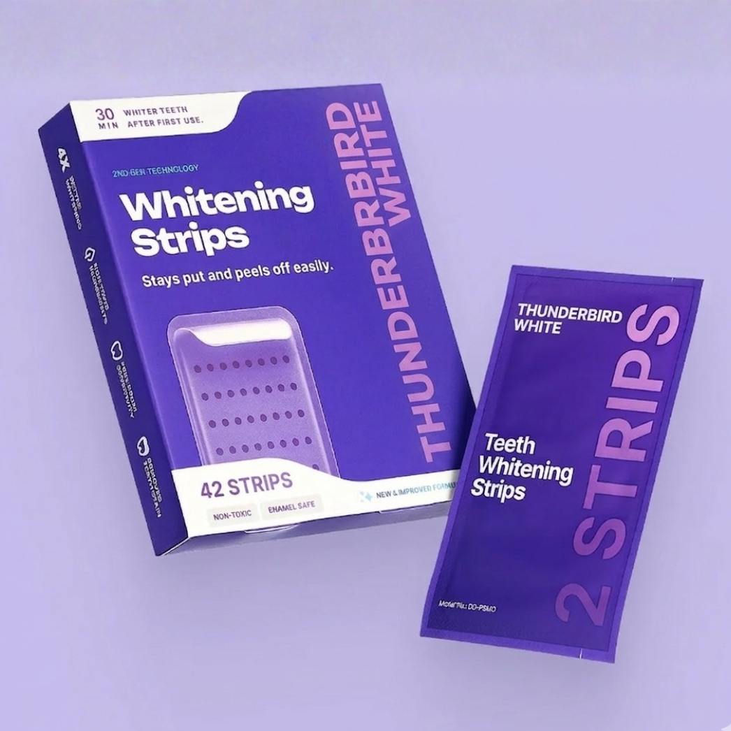 Thunderbird White professional teeth whitening strips — 42 strips, 21 treatments