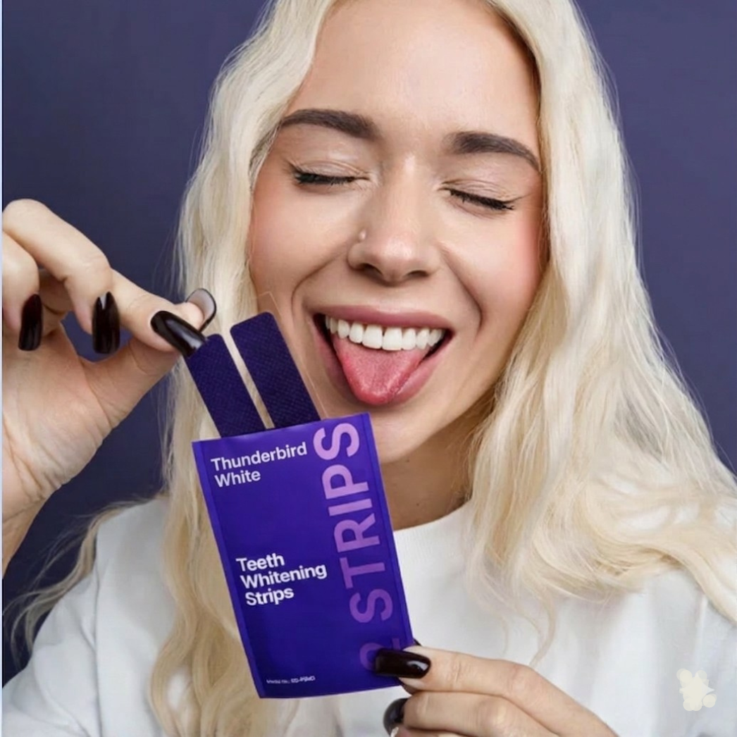 Thunderbird White whitening strips packaging — UK teeth whitening