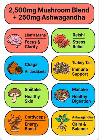 Thunderbirds Rise - 7 Mushroom and Ashwagandha Gummies UK