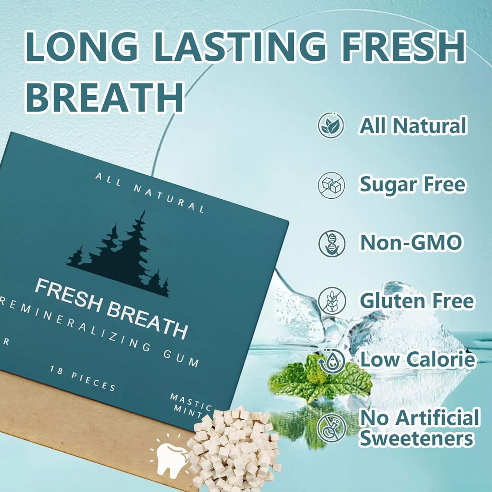 Organic Chewing Gum with Mastic Resin 18 Pieces | Sugar Free | Natural Oral Care