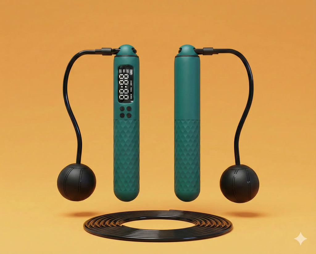 Corded and cordless skipping rope fitness set with adjustable rope and weighted balls