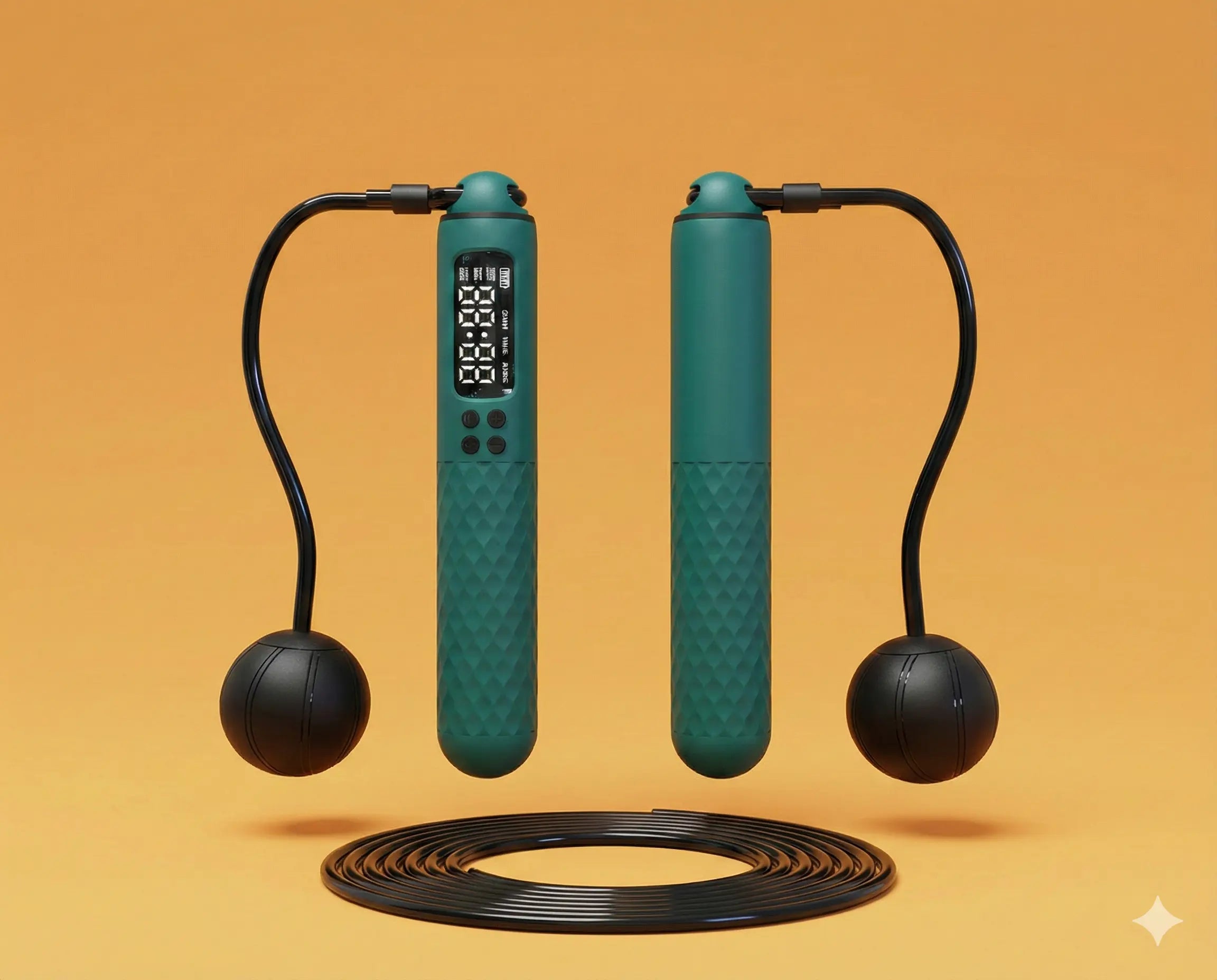 Corded and cordless skipping rope fitness set with adjustable rope and weighted balls