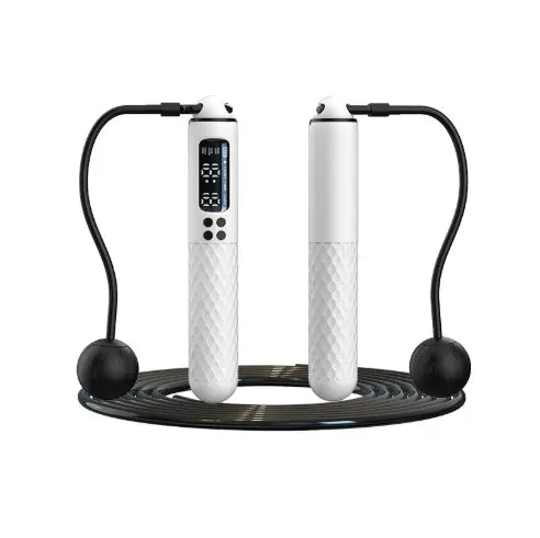 Corded and cordless skipping rope fitness set with adjustable rope and weighted balls