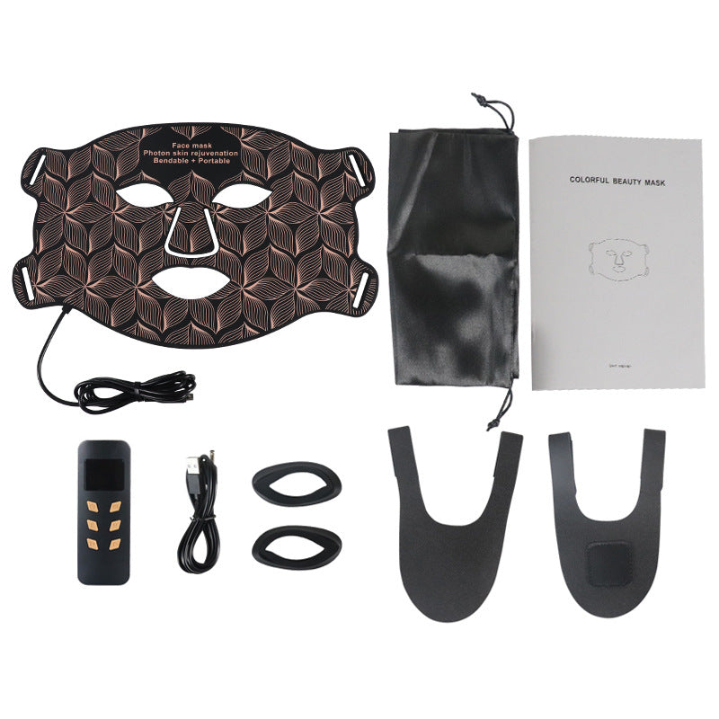 Flexible silicone LED face mask with red and near infrared light therapy
