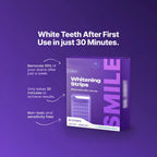Purple whitening strips designed to help improve the appearance of stained teeth