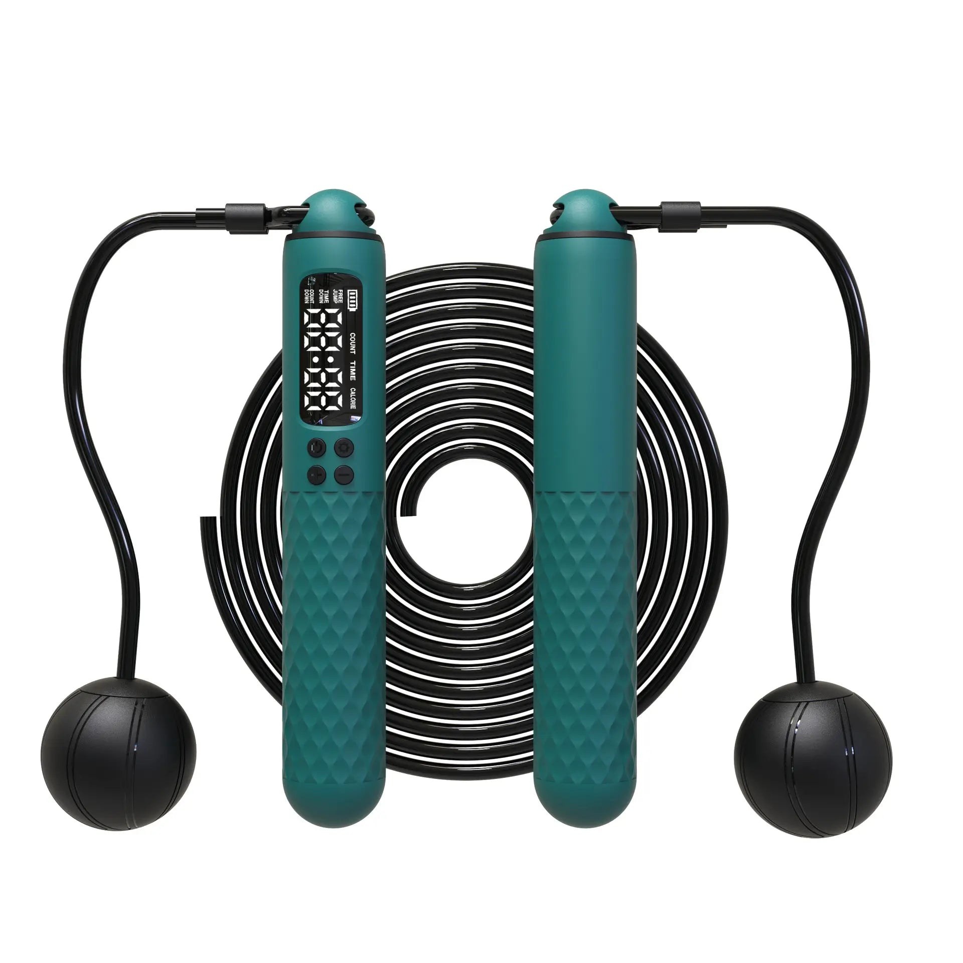 Thunderbird Pulse corded and cordless skipping rope with digital counter and ergonomic handles, green